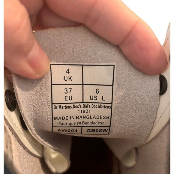 Dr. Martens Lace Up 1460Y Doc Combat Boots Women's Size US 6 Womens White - Picture 9 of 9